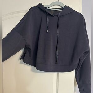 Black Cropped Hoodie Sweatshirt